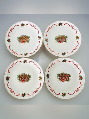 Southington by Baum Bros BASKETOf CHEER Dinner Plates 24k Gilt 9.75” Set of 4